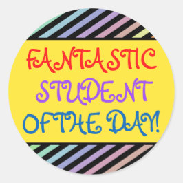 Redonda "¡FANTÁSTICO ESTUDIANTE DEL DÍA!" Pegatina