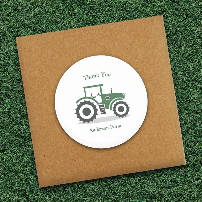 Redonda Farm Tractor Gracias Pegatina (Farm Tractor Thank You Sticker)