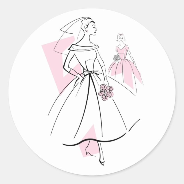 Redonda Fashion Bride Pink Group pegatina (Anverso)