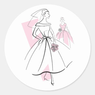 Redonda Fashion Bride Pink Group pegatina