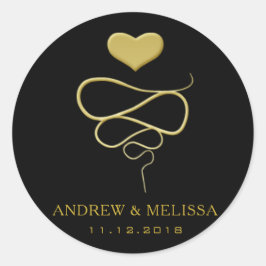 Redonda Faux Gold Heart Ornament | Pegatina Boda negro