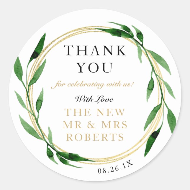 Redonda Faux Golden Wreath Pegatina, Pegatina favorito (Anverso)