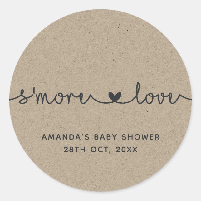 Redonda Faux Kraft S'more Love Classic Round Pegatina (Anverso)