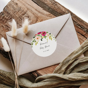 Redonda Favor de Baby Shower Verde Follaje Pegatina Redond