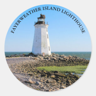 Redonda Fayerweather Island Faro CT Round Pegatina