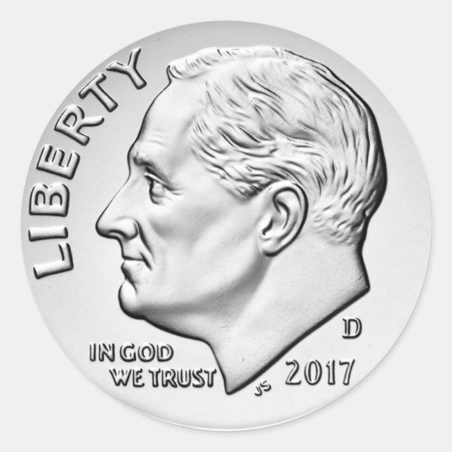 Redonda FDR Dime Classic Round Pegatina (Anverso)