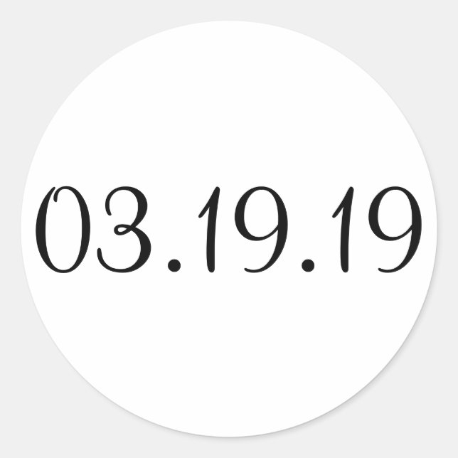 Redonda Fecha Simple - Pegatina Circular (Anverso)