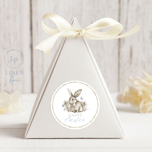 Redonda Felices Rótulos de Pegatina Conejo de Pascua (Subido por el creador)