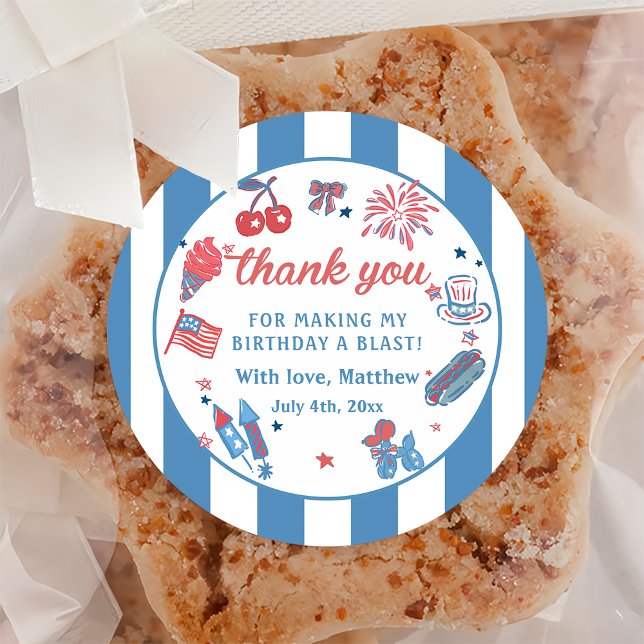 Redonda Feliz 4 de julio, Pegatina del Fiesta BBQ de fuego (Subido por el creador)