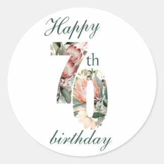 Redonda Feliz 70.º Pegatina redondeado