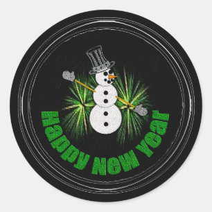 Redonda Feliz Año Nuevo 1 Pegatina