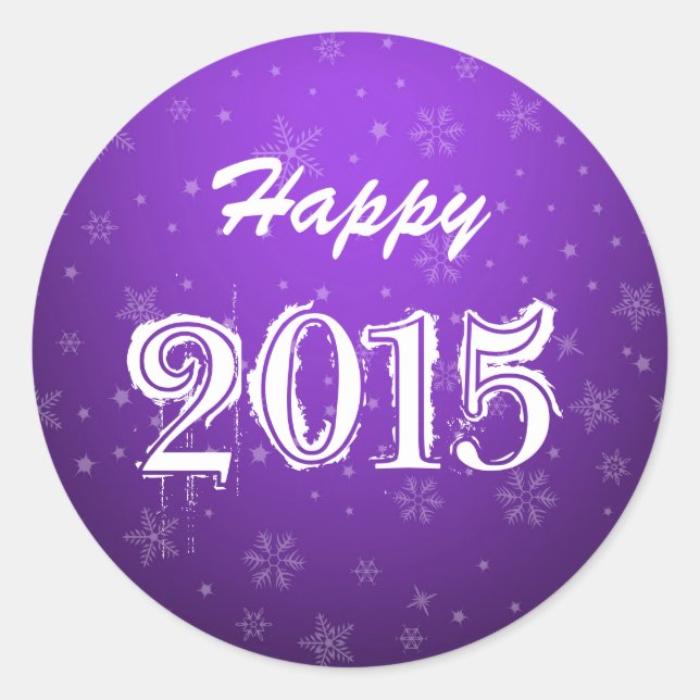 Redonda Feliz Año Nuevo Pegatina de Personalizable (Anverso)