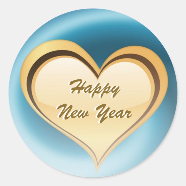 Redonda Feliz Año Nuevo Pegatina de Personalizable (Anverso)