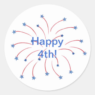 Redonda Feliz cuarto Pegatina de fuegos artificiales Stars