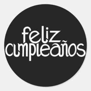 Redonda Feliz cumpleaños blanco Pegatina