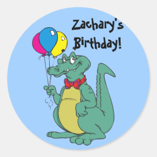 Redonda Feliz Cumpleaños Lagarto Pegatina Globo