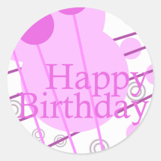 Redonda Feliz cumpleaños, Pegatina de diversión rosa
