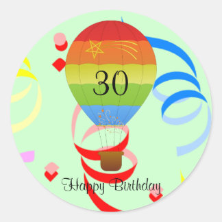Redonda Feliz cumpleaños, pegatina de globo aerostático "3