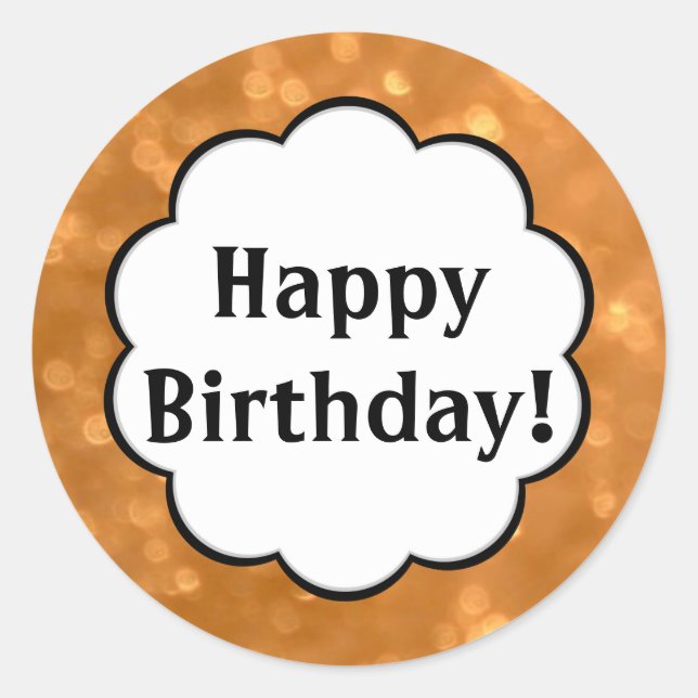 Redonda Feliz cumpleaños - Pegatina de la Ronda Dorada (Anverso)