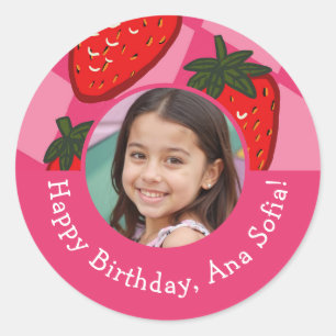 Redonda Feliz cumpleaños Pegatina de Personalizado de fres