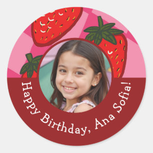 Redonda Feliz cumpleaños Pegatina de Personalizado de fres