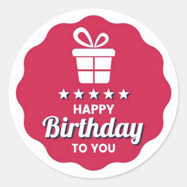 Redonda Feliz cumpleaños, Pegatina redondo clásico (Anverso)