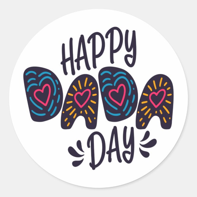 Redonda Feliz Día de Dada Feliz Día del Padre | PEGATINA (Anverso)