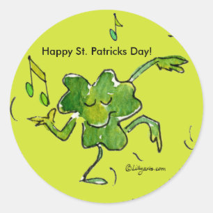 Redonda Feliz Día de San Patricio Pegatina Shamrock