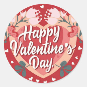 Redonda Feliz Día de San Valentín, feliz Pegatina festivo