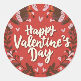 Redonda Feliz Día de San Valentín, feliz Pegatina festivo