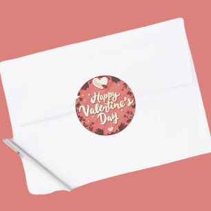Redonda Feliz Día de San Valentín, feliz Pegatina festivo