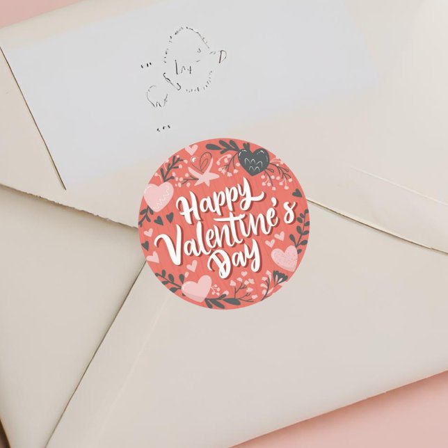 Redonda Feliz Día de San Valentín, feliz Pegatina festivo (Subido por el creador)