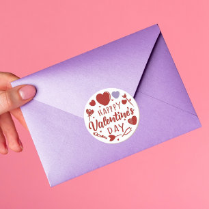 Redonda Feliz Día de San Valentín, feliz Pegatina festivo