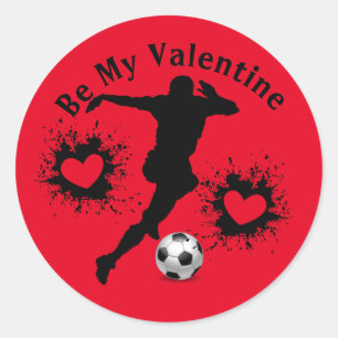 Redonda Feliz Día de San Valentín Pegatina de Futbolista