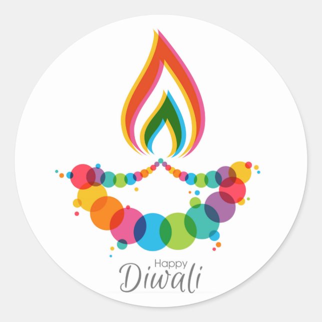Redonda Feliz Diwali Classic Round Pegatina (Anverso)