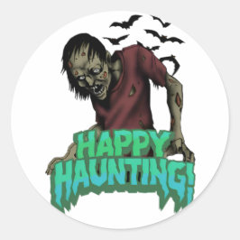 Redonda Feliz Haunting Zombie Halloween Spooky Pegatina