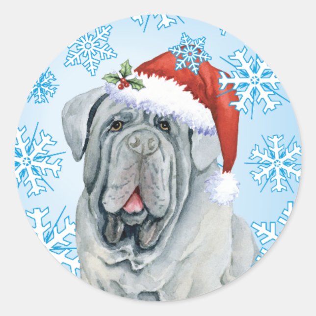 Redonda Feliz Howlidays Mastino Classic Round Pegatina (Anverso)