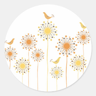 Redonda Feliz Naranja BIrds Personalizado Pegatina redondo