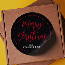 Redonda Feliz Navidad desde el Pegatina Business Name