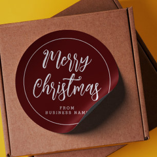 Redonda Feliz Navidad desde el Pegatina Business Name