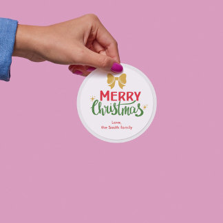 Redonda Feliz Navidad Elegante Pegatina personalizado