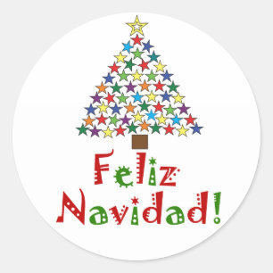 Redonda Feliz Navidad Pegatina