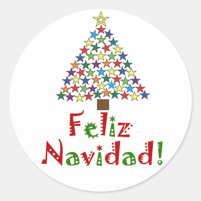 Redonda Feliz Navidad Pegatina (Anverso)