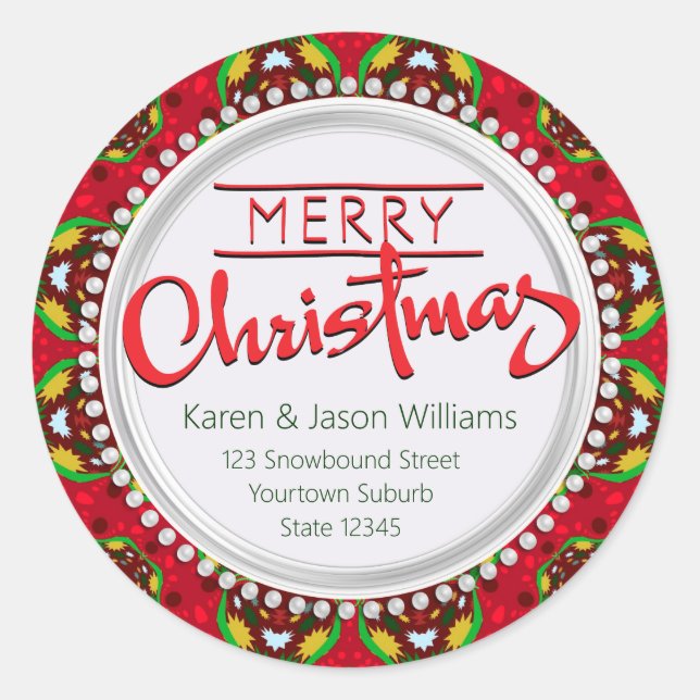 Redonda Feliz Navidad, Pegatina de Colores Africanos (Anverso)