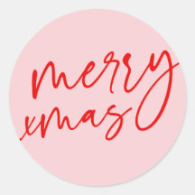 Feliz Navidad Pegatina de guión rojo y rosa