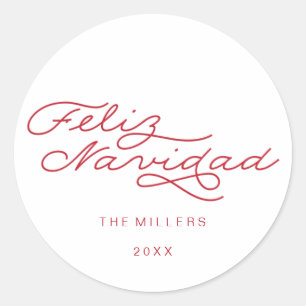 Redonda Feliz Navidad, pegatina navideña española
