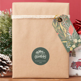 Redonda Feliz Navidad Pegatina personalizado