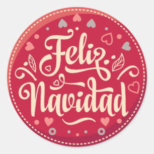 Redonda Feliz Navidad Round Pegatina