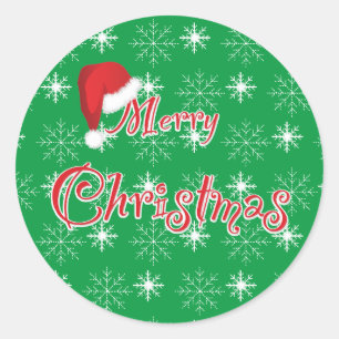 Redonda Feliz Navidad Santa hat Pegatina de la Ronda festi