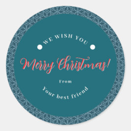 Redonda Feliz Navidad Snowflake Pegatina
